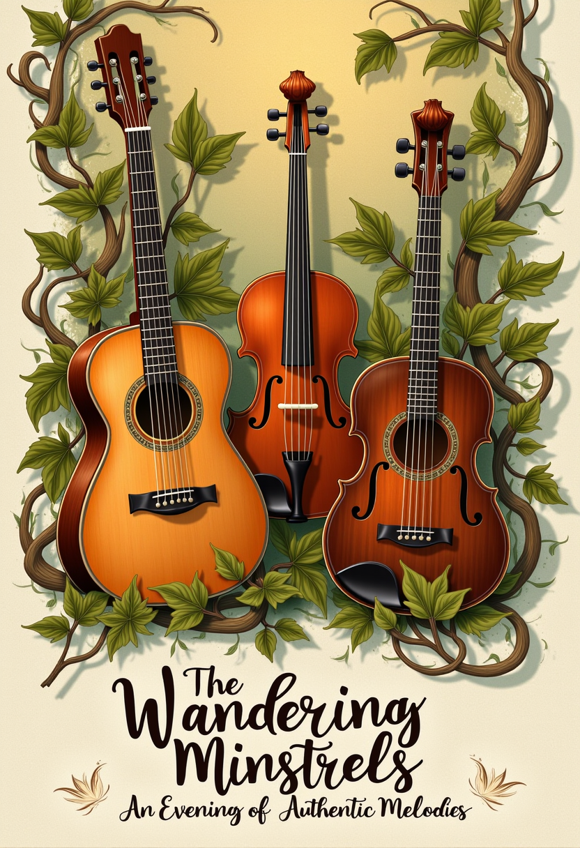 Wandering Minstrels Guitars Poster